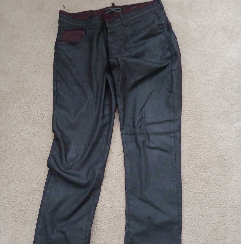 Zara coated/waxed denim jeans